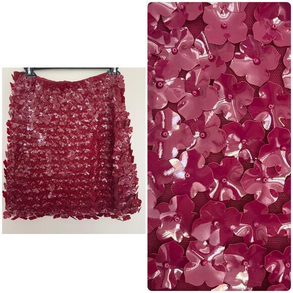 Farm Rio Mini Skirt w/ 3D Floral Appliques in Vibrant Pink - Picture 1 of 6